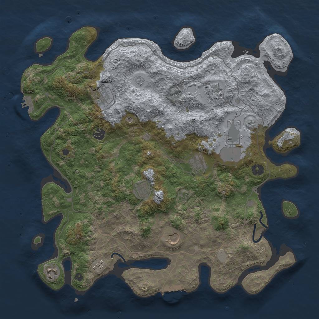 Rust Map: Procedural Map, Size: 4000, Seed: 722683, 16 Monuments