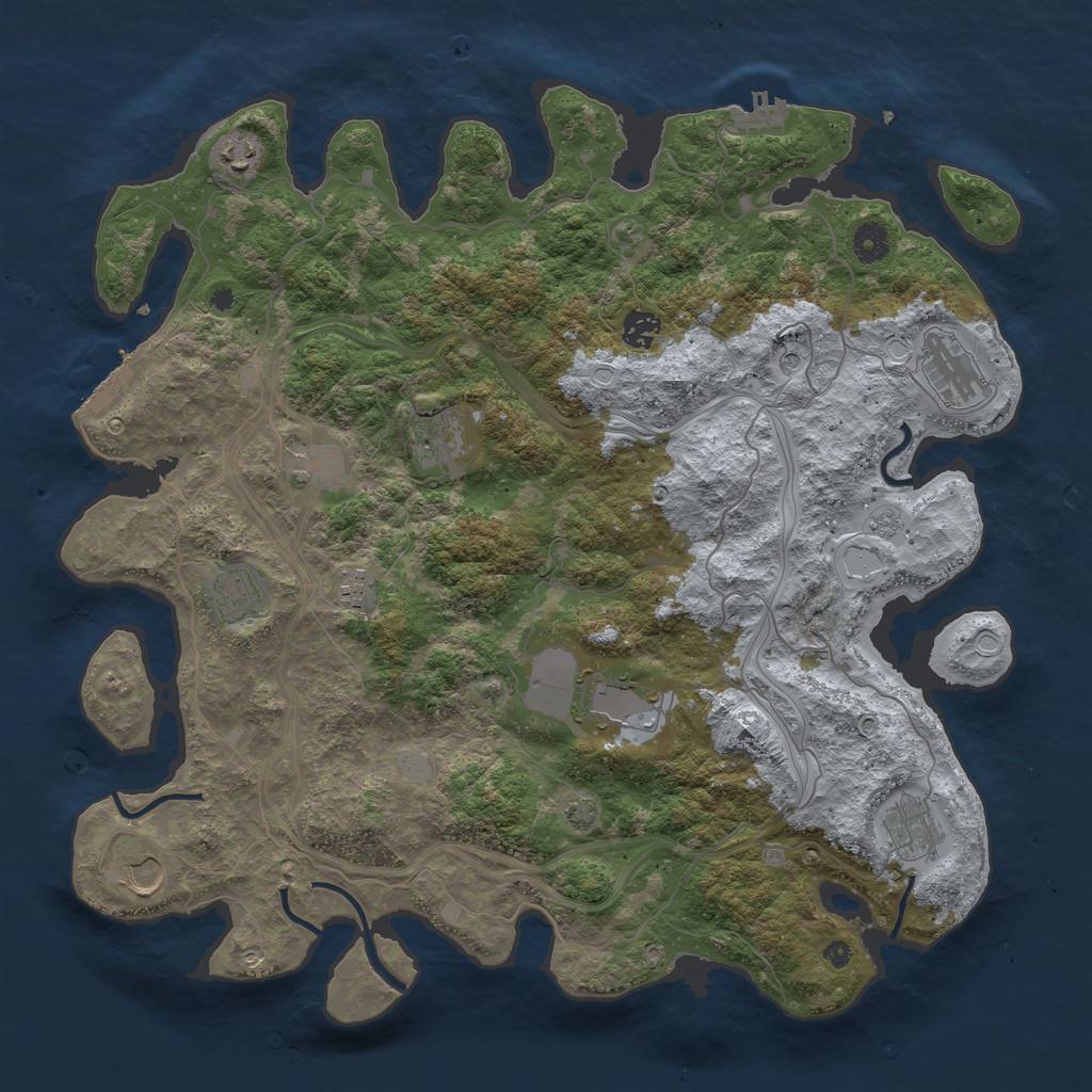 Rust Map: Procedural Map, Size: 4250, Seed: 7132949, 18 Monuments