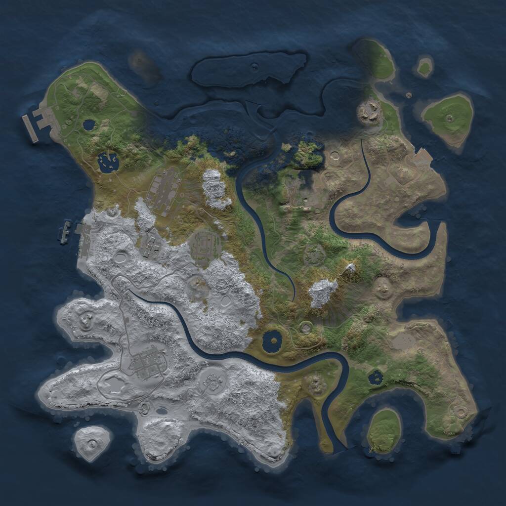 Rust Map: Procedural Map, Size: 3500, Seed: 2102735005, 13 Monuments