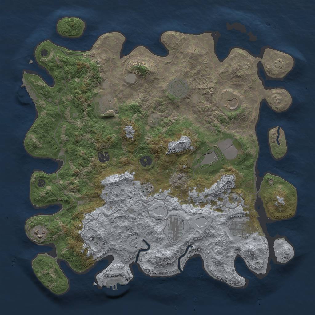 Rust Map: Procedural Map, Size: 4000, Seed: 229094, 17 Monuments