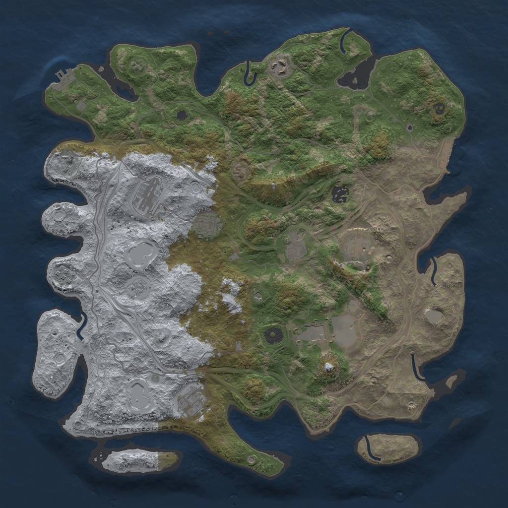 Rust Map: Procedural Map, Size: 4250, Seed: 2515198, 16 Monuments