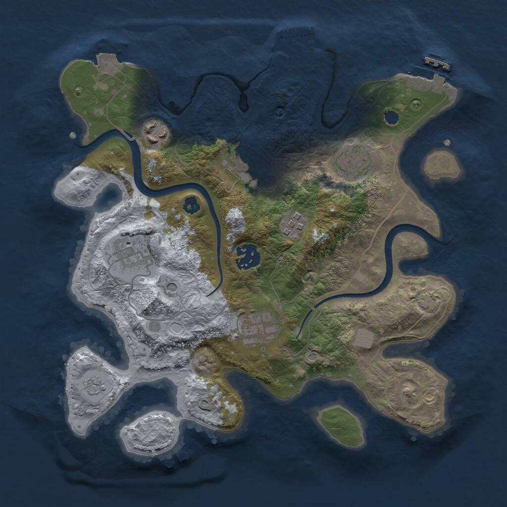 Rust Map: Procedural Map, Size: 3000, Seed: 983688296, 13 Monuments