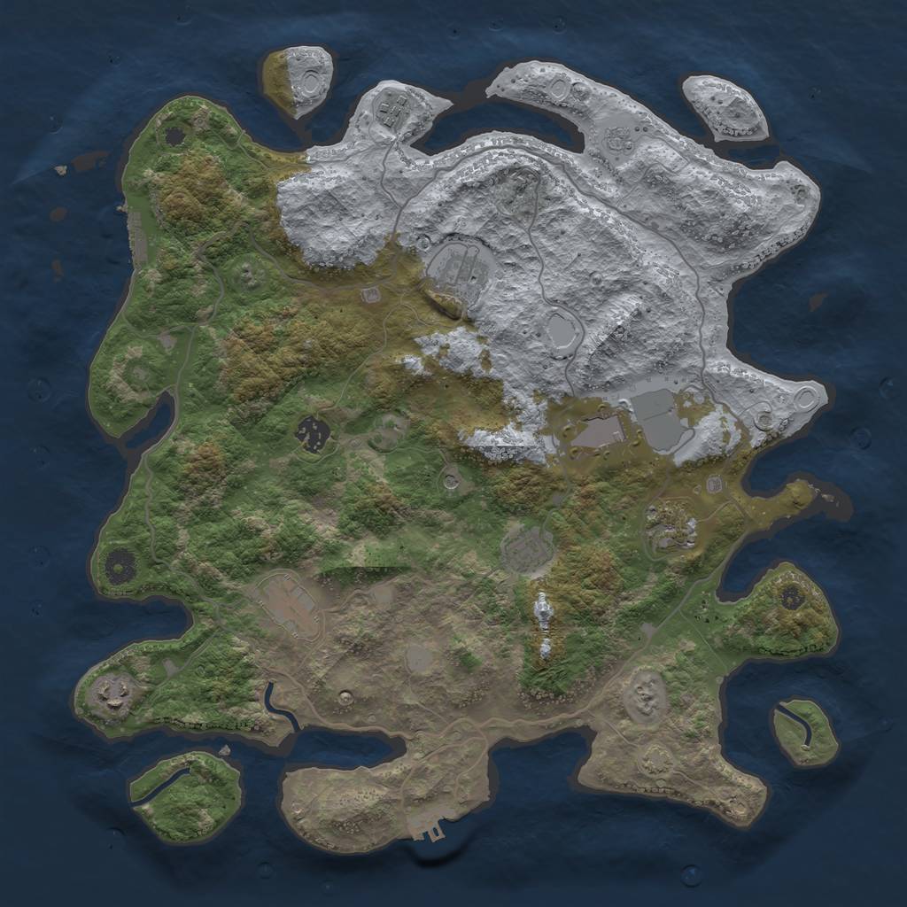 Rust Map: Procedural Map, Size: 4000, Seed: 814166, 16 Monuments