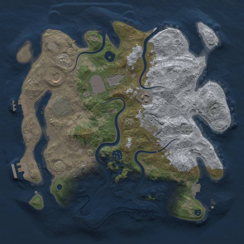 Rust Map: Procedural Map, Size: 3500, Seed: 1275617646, 13 Monuments