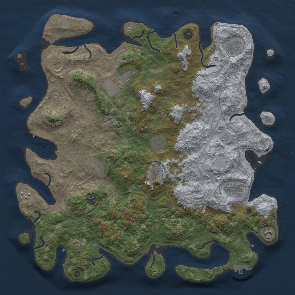 Rust Map: Procedural Map, Size: 4500, Seed: 573873883, 18 Monuments