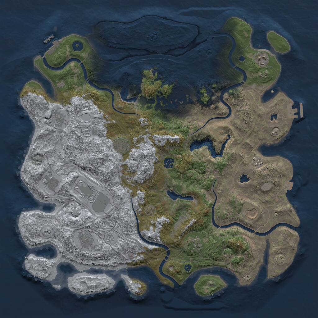 Rust Map: Procedural Map, Size: 4500, Seed: 283477627, 17 Monuments