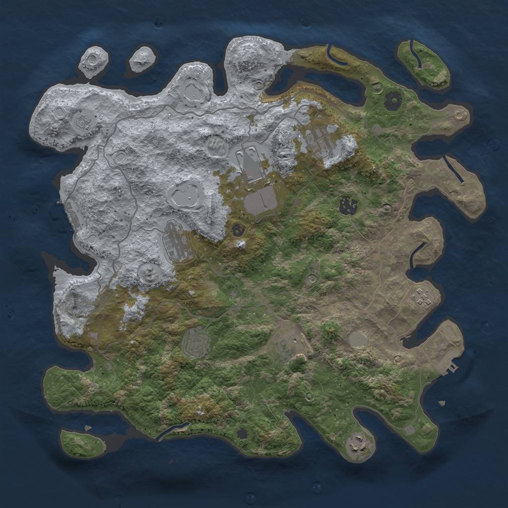 Rust Map: Procedural Map, Size: 4000, Seed: 523373, 15 Monuments