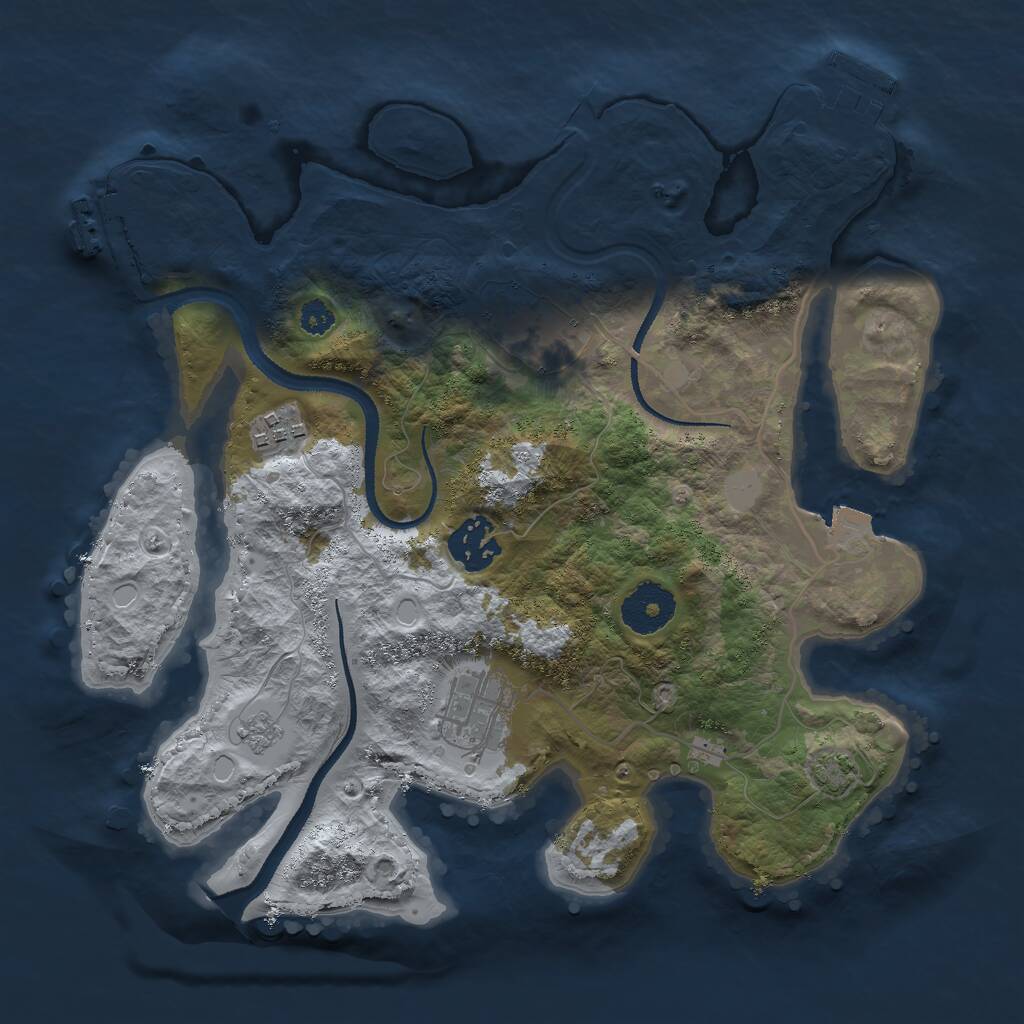 Rust Map: Procedural Map, Size: 3000, Seed: 19640918, 9 Monuments