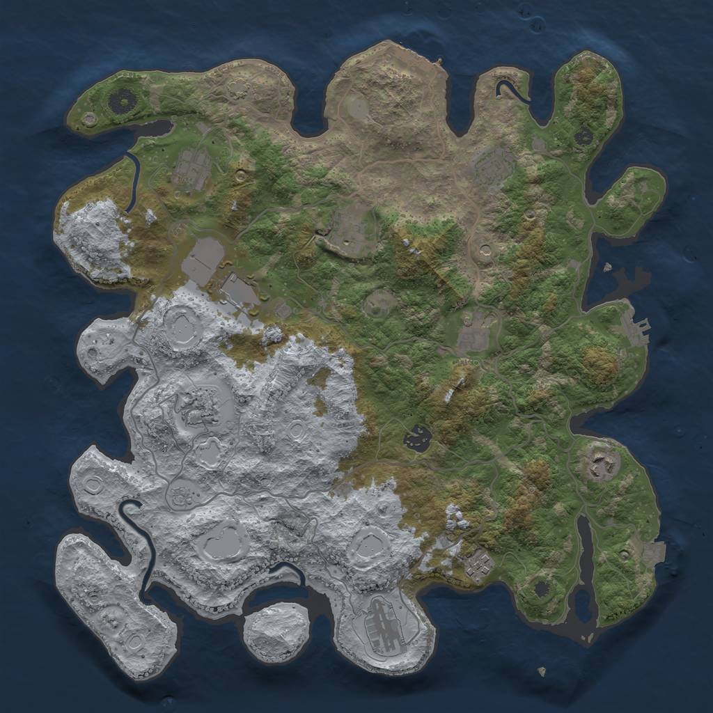 Rust Map: Procedural Map, Size: 4000, Seed: 249717, 18 Monuments