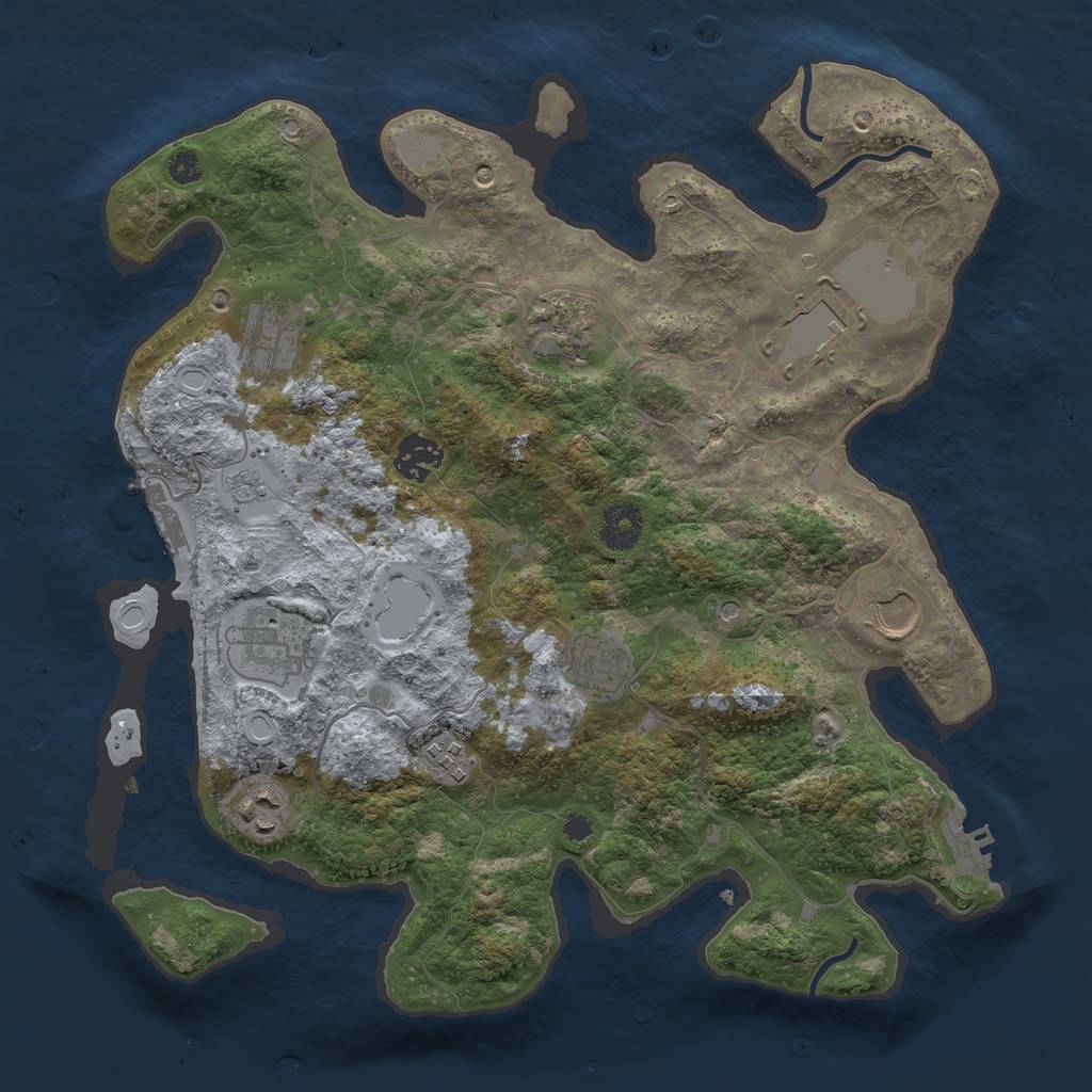 Rust Map: Procedural Map, Size: 3500, Seed: 1596232377, 16 Monuments