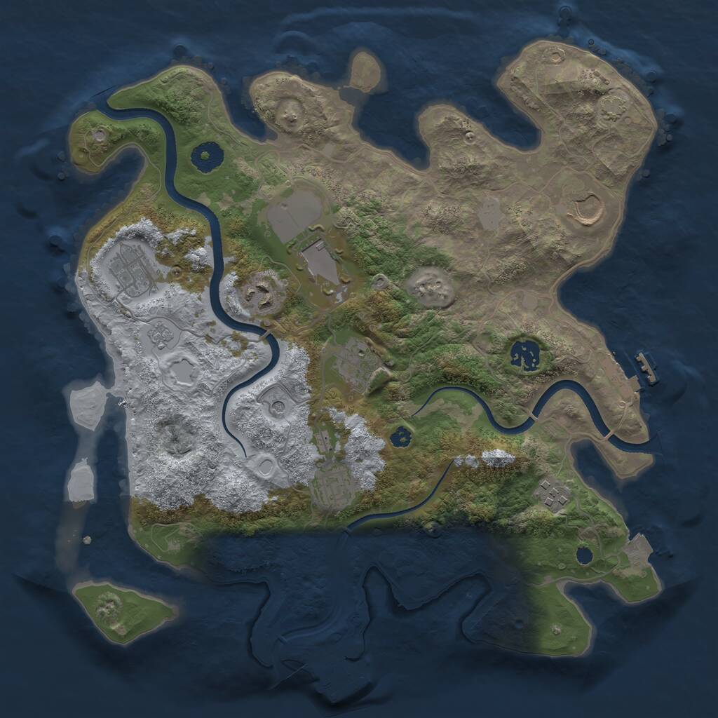 Rust Map: Procedural Map, Size: 3500, Seed: 1596232377, 14 Monuments