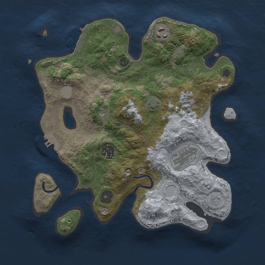 Rust Map: Procedural Map, Size: 3000, Seed: 43931, 11 Monuments