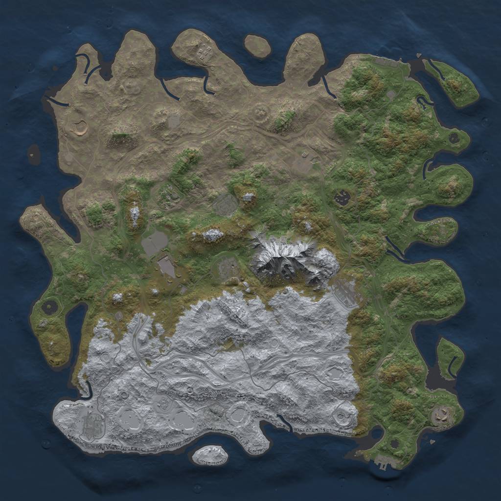 Rust Map: Procedural Map, Size: 5000, Seed: 23042001, 18 Monuments