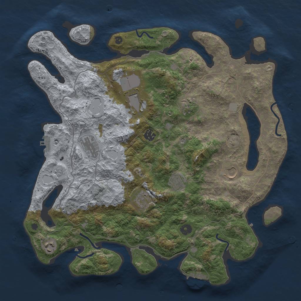 Rust Map: Procedural Map, Size: 4000, Seed: 651844, 16 Monuments