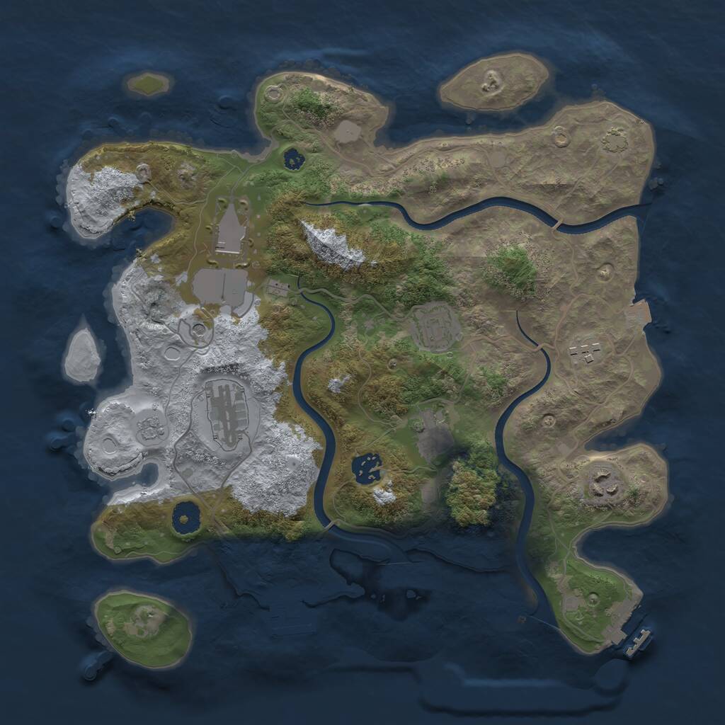 Rust Map: Procedural Map, Size: 3500, Seed: 1836438734, 13 Monuments