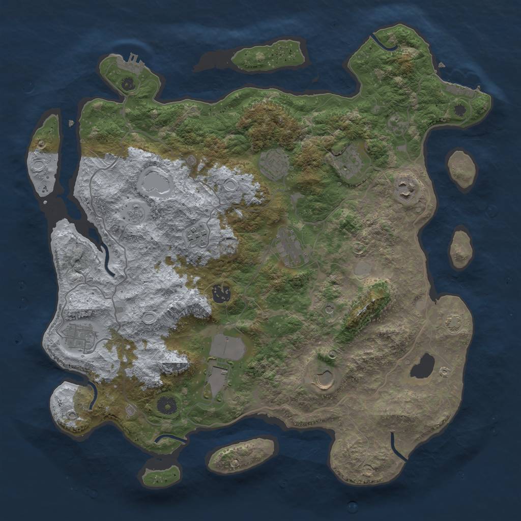 Rust Map: Procedural Map, Size: 4050, Seed: 166664329, 17 Monuments
