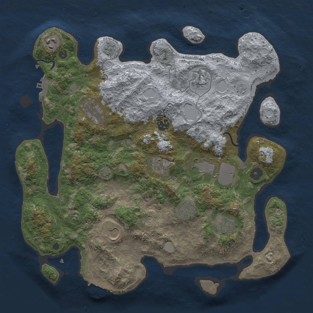 Rust Map: Procedural Map, Size: 3800, Seed: 986931221, 18 Monuments