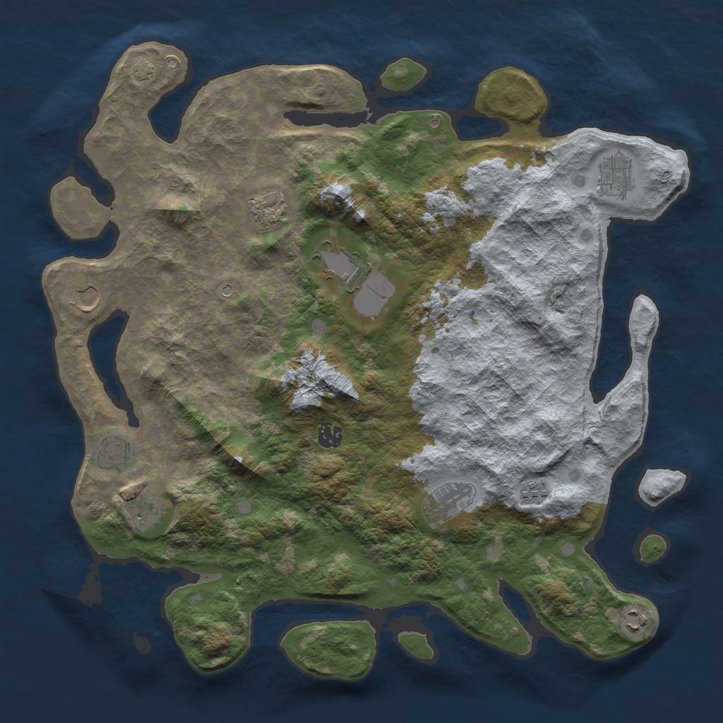 Rust Map: Barren, Size: 4250, Seed: 886606365, 14 Monuments