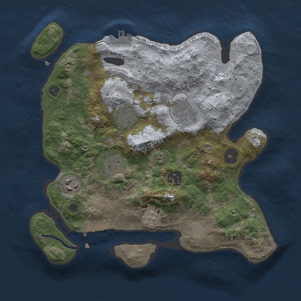 Rust Map: Procedural Map, Size: 3000, Seed: 297823941, 12 Monuments