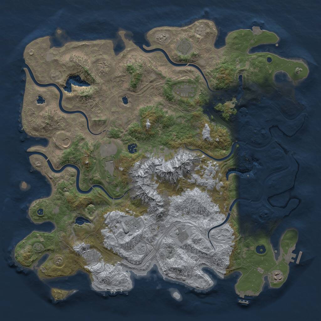 Rust Map: Procedural Map, Size: 5000, Seed: 1163354295, 17 Monuments