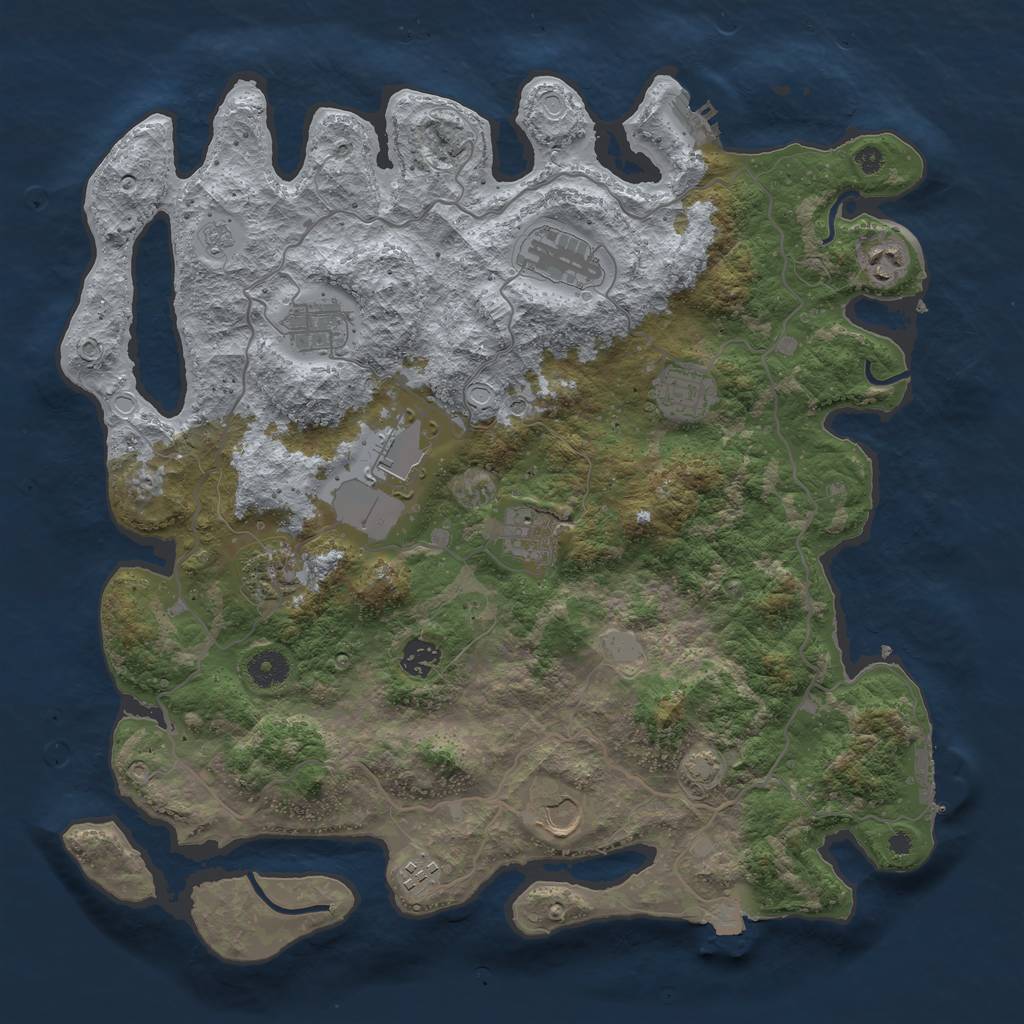 Rust Map: Procedural Map, Size: 4000, Seed: 999185, 18 Monuments
