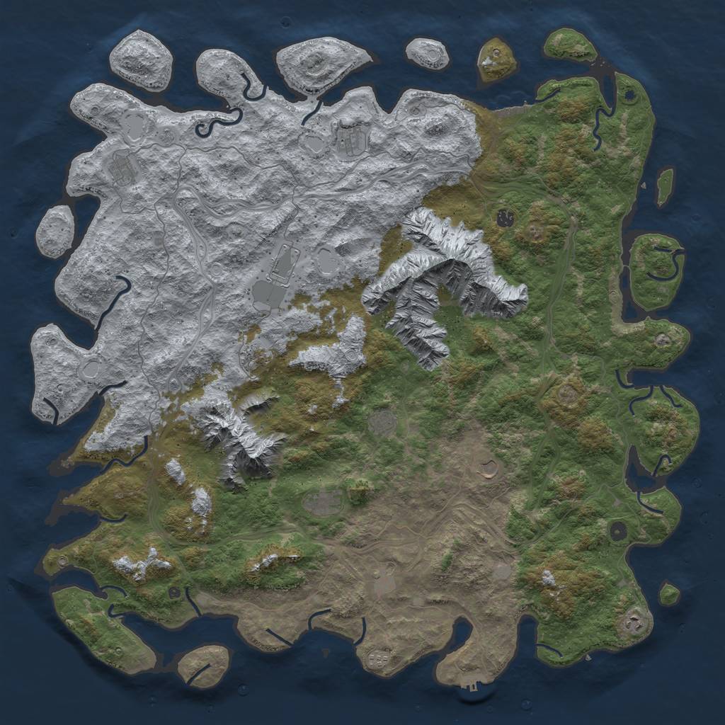 Rust Map: Procedural Map, Size: 6000, Seed: 572554955, 18 Monuments