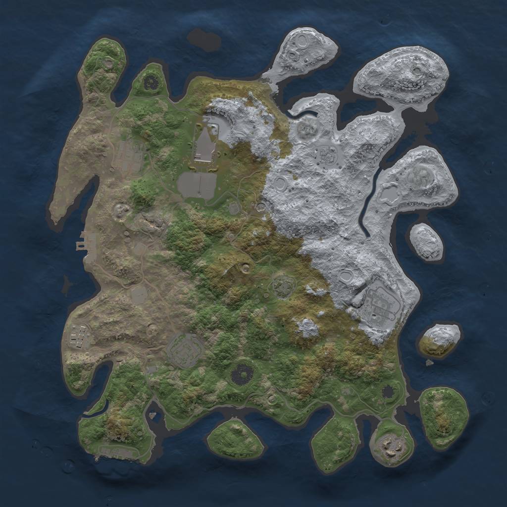 Rust Map: Procedural Map, Size: 3500, Seed: 1124758492, 14 Monuments