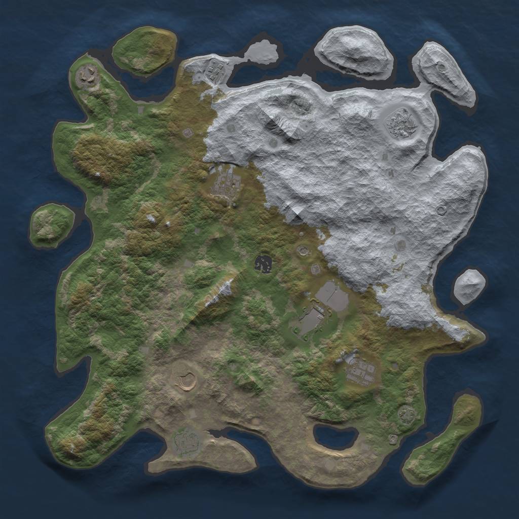 Rust Map: Barren, Size: 4250, Seed: 969689182, 13 Monuments