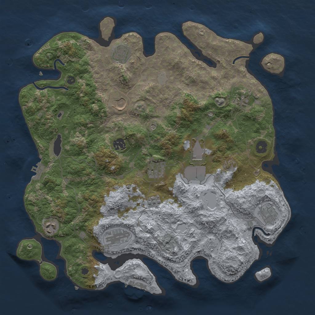 Rust Map: Procedural Map, Size: 3850, Seed: 1597681979, 17 Monuments
