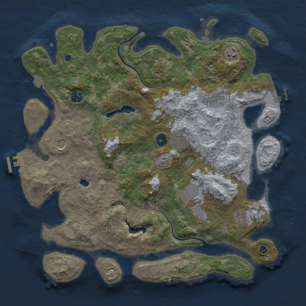 Rust Map: Procedural Map, Size: 4000, Seed: 374498, 13 Monuments