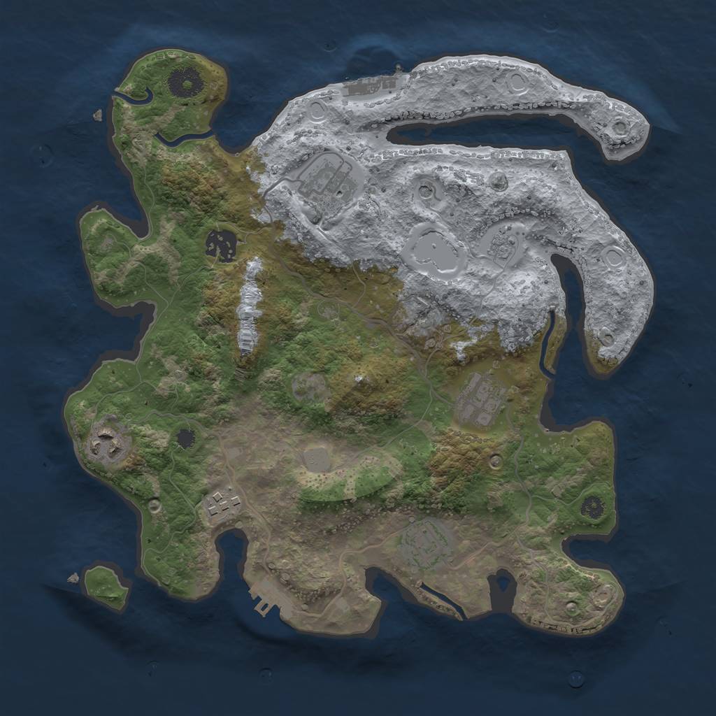Rust Map: Procedural Map, Size: 3250, Seed: 1704759909, 13 Monuments