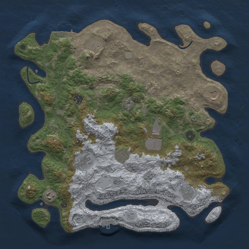 Rust Map: Procedural Map, Size: 4000, Seed: 832071, 17 Monuments