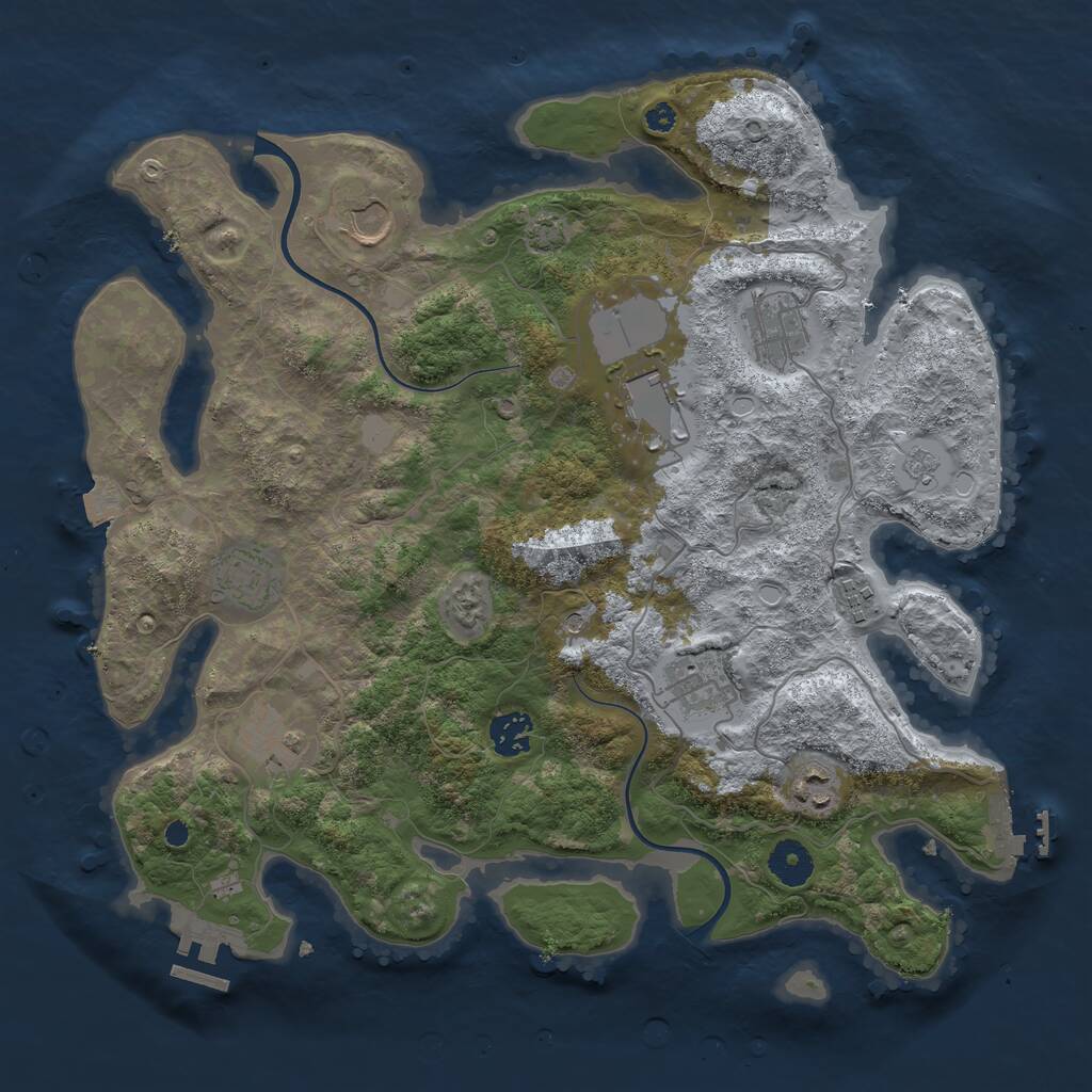 Rust Map: Procedural Map, Size: 3700, Seed: 1221739597, 15 Monuments