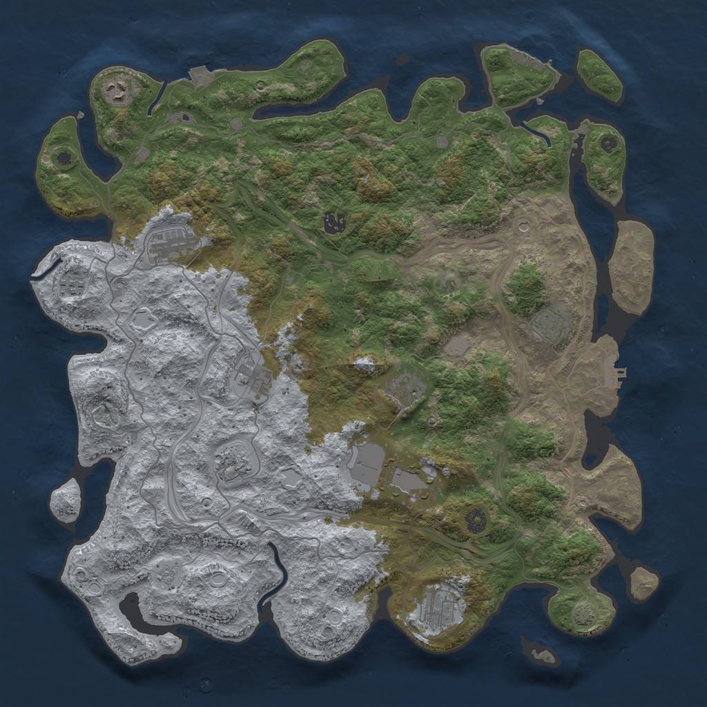 Rust Map: Procedural Map, Size: 4500, Seed: 53463734, 18 Monuments