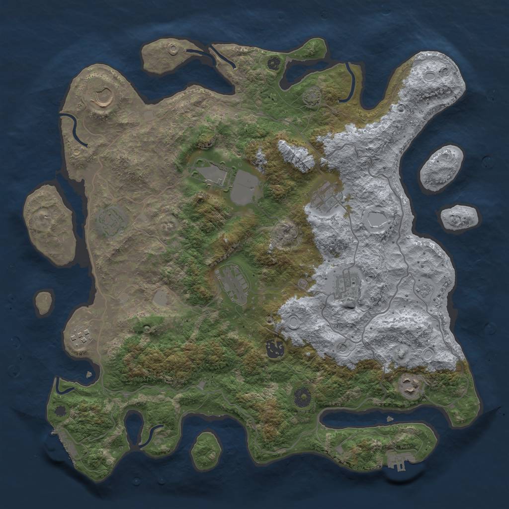 Rust Map: Procedural Map, Size: 4000, Seed: 593591, 17 Monuments