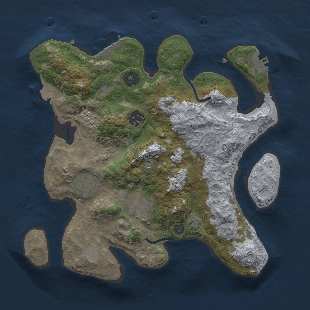 Rust Map: Procedural Map, Size: 3000, Seed: 8855, 12 Monuments