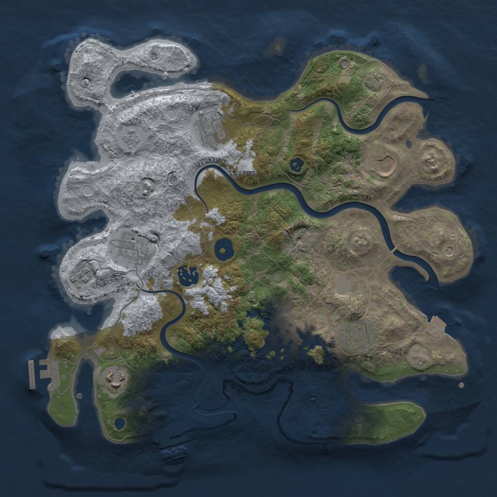 Rust Map: Procedural Map, Size: 3500, Seed: 45054298, 14 Monuments