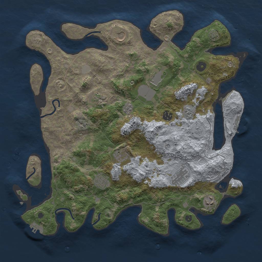 Rust Map: Procedural Map, Size: 4000, Seed: 1323667, 17 Monuments