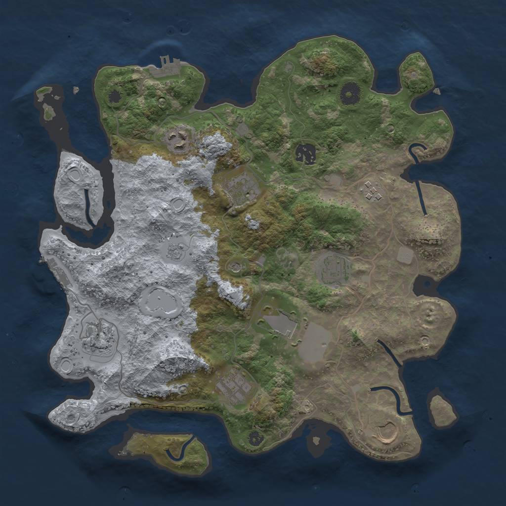 Rust Map: Procedural Map, Size: 3500, Seed: 375468797, 16 Monuments