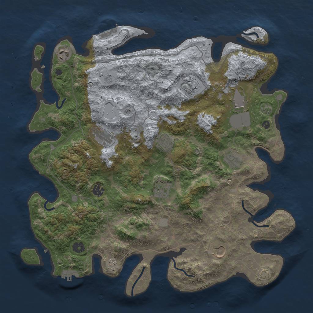 Rust Map: Procedural Map, Size: 4000, Seed: 716712728, 18 Monuments