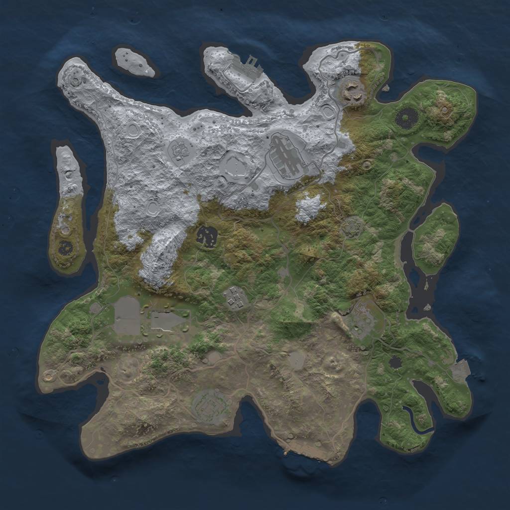 Rust Map: Procedural Map, Size: 3500, Seed: 750228249, 14 Monuments
