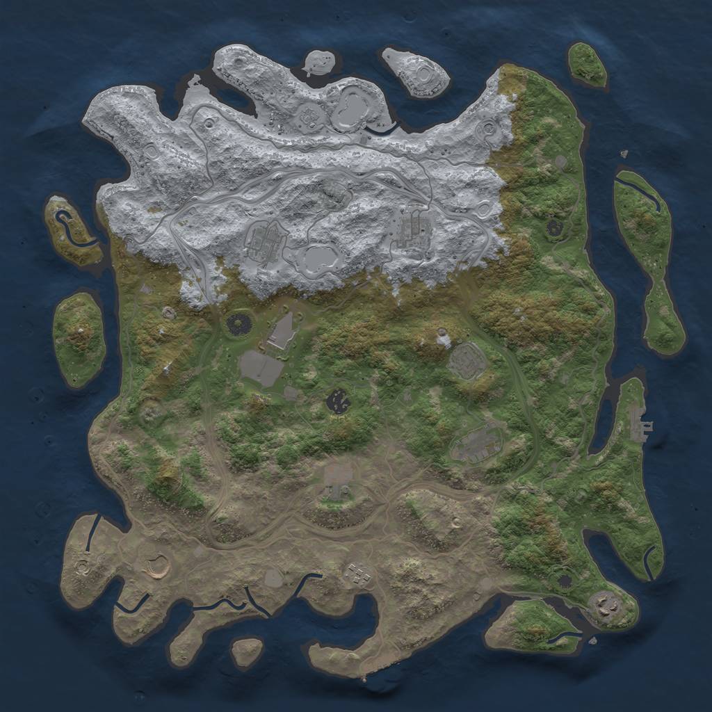 Rust Map: Procedural Map, Size: 4500, Seed: 1999215826, 17 Monuments