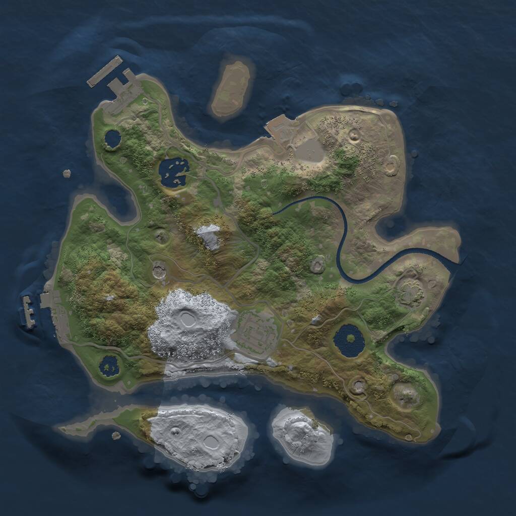 Rust Map: Procedural Map, Size: 2500, Seed: 909356876, 7 Monuments