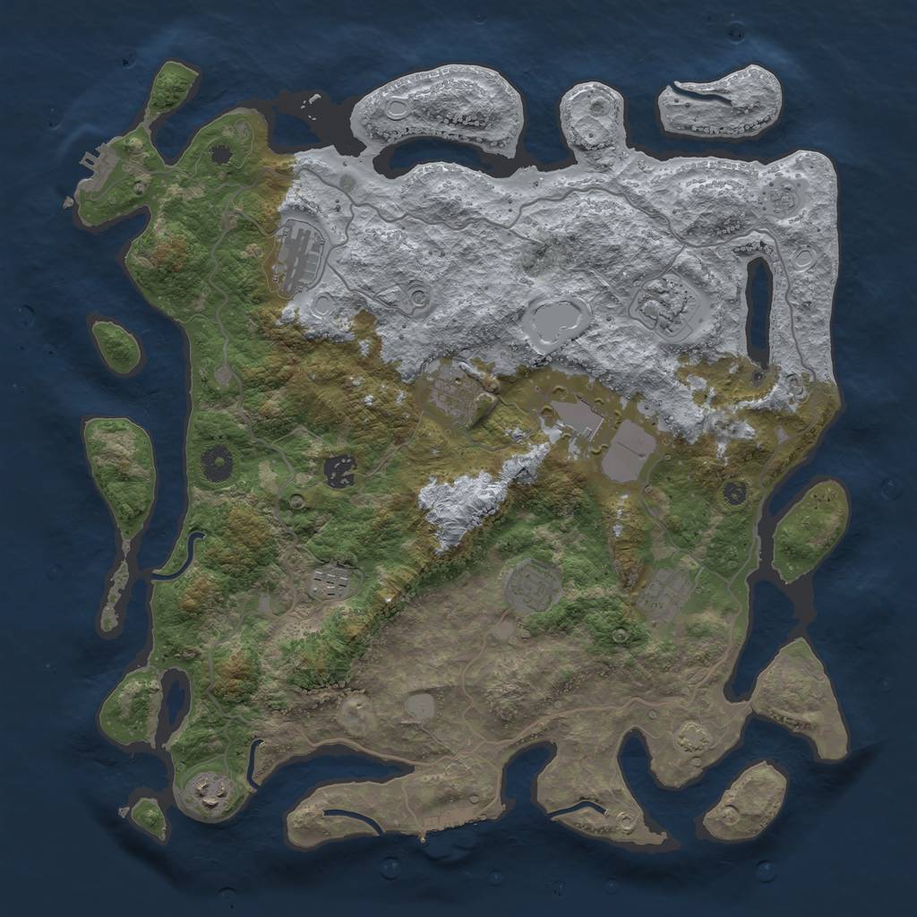 Rust Map: Procedural Map, Size: 4000, Seed: 59663921, 17 Monuments