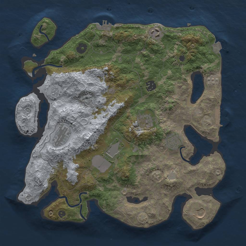 Rust Map: Procedural Map, Size: 3500, Seed: 1954471343, 16 Monuments