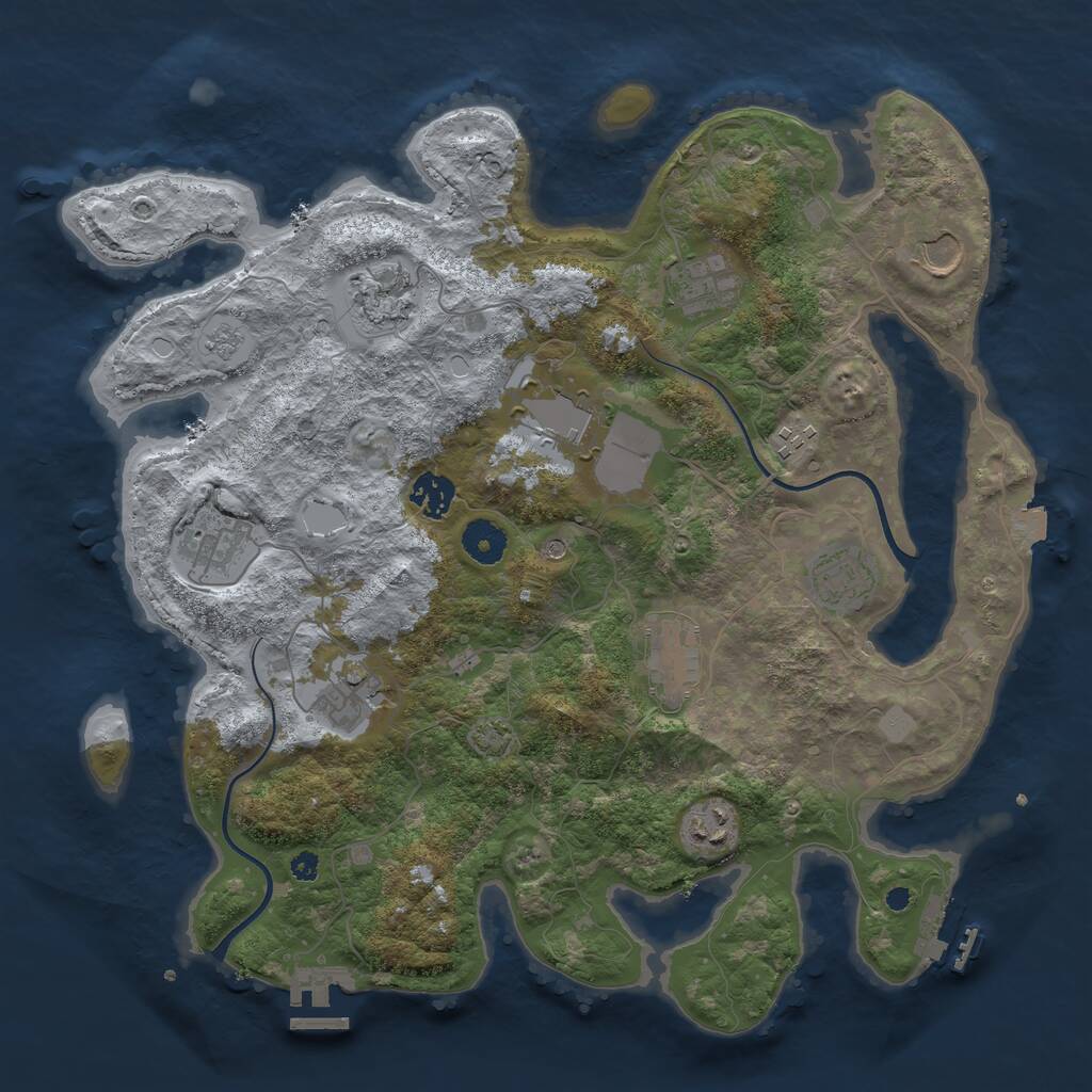 Rust Map: Procedural Map, Size: 3750, Seed: 27495568, 17 Monuments