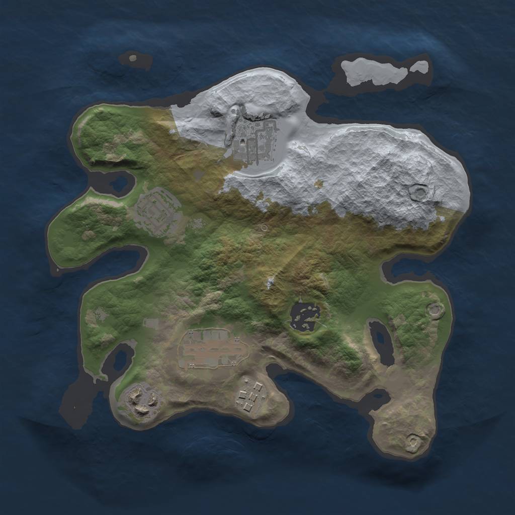 Rust Map: Barren, Size: 2500, Seed: 252487149, 8 Monuments
