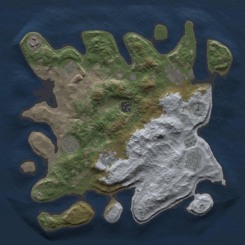 Rust Map: Barren, Size: 3300, Seed: 446680845, 11 Monuments