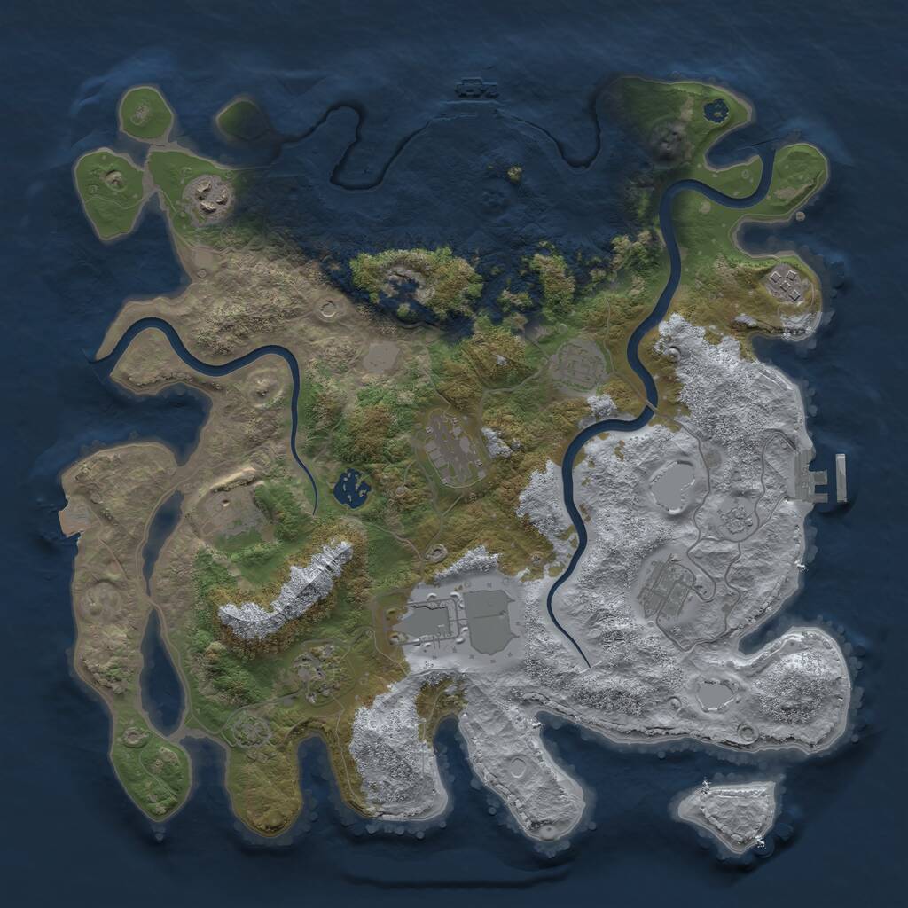 Rust Map: Procedural Map, Size: 3800, Seed: 590508, 15 Monuments