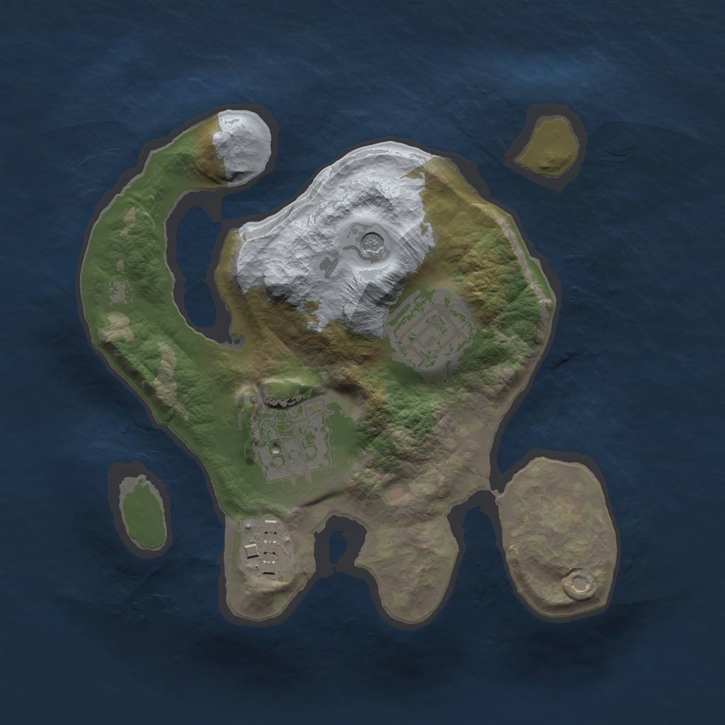 Rust Map: Barren, Size: 2000, Seed: 500000, 6 Monuments